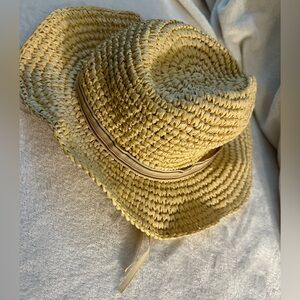 Nordstrom Yellow Straw Sun Hat with Brown Accent